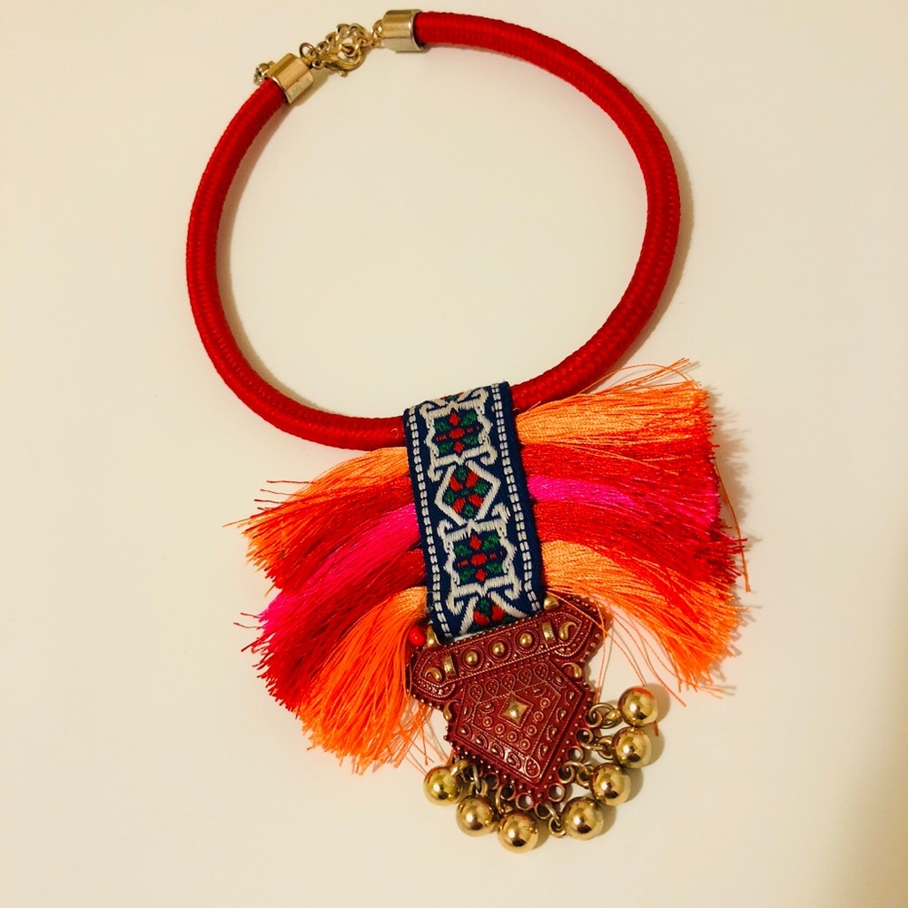 Tribal Boho Fringe Choker Necklace - Picture 2 of 5